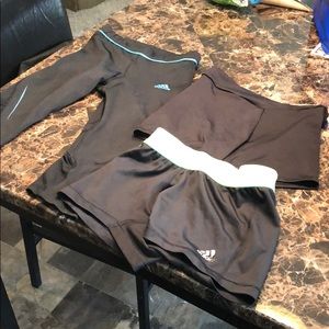 3 women’s athletic gear, shorts/pants. Size Small